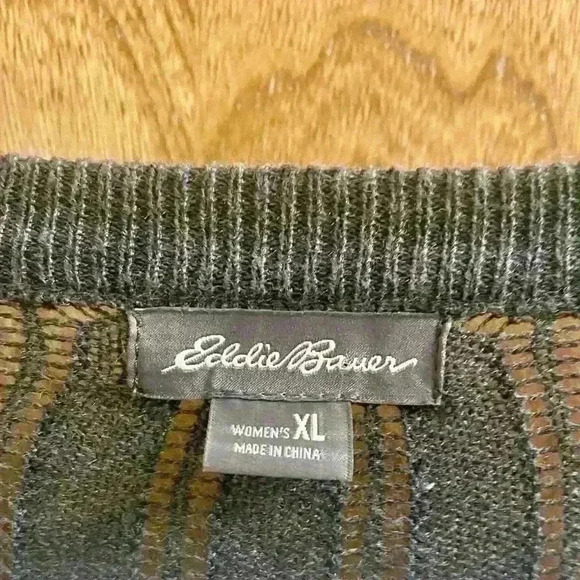 Eddie Bauer Gray Cardigan with Faux Gemstone Buttons and Patterned Top XL - Picture 11 of 11